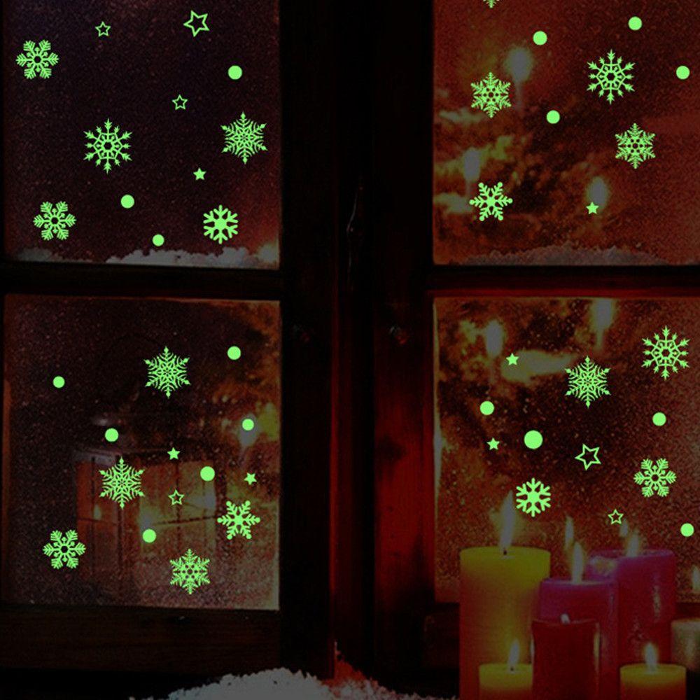 Decoration Glow In the Dark Christmas Stickers Fluorescent Wall Stickers 3D Luminous Snowflake