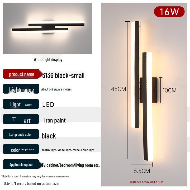 

Modern Minimalist Bedroom Wall Lamp - Acrylic Strip Light White Light
