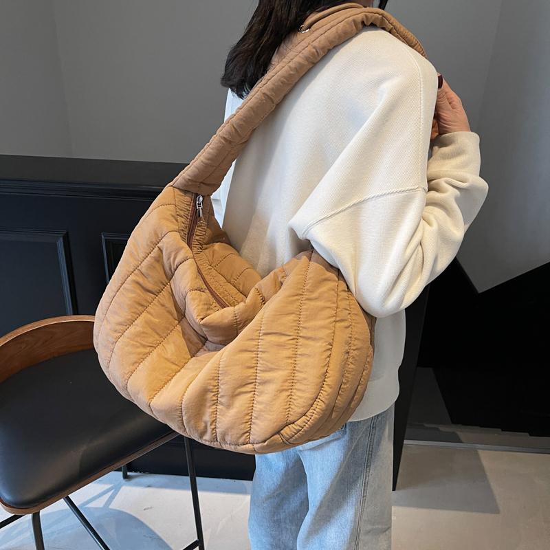 Sac à bandoulière pliable avec cordon de serrage pour femme, grande capacité, style boulette, pour les déplacements