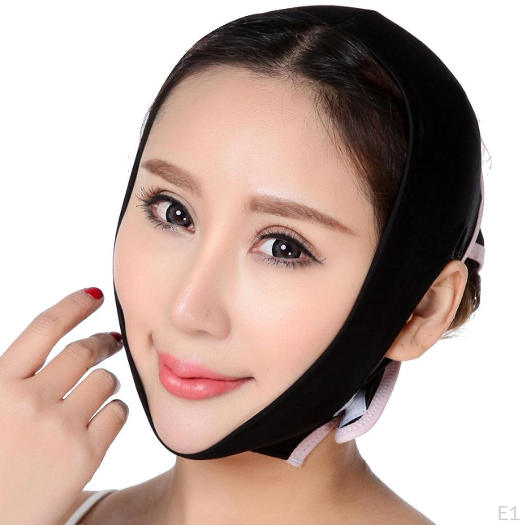 Chin Cheek Slim Mask Thin Belt Black