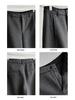 Women's LUXI Woolen Stand-up Collar Wide-leg Cropped Pants - Korean Style, Autumn Slimming High-End Feel