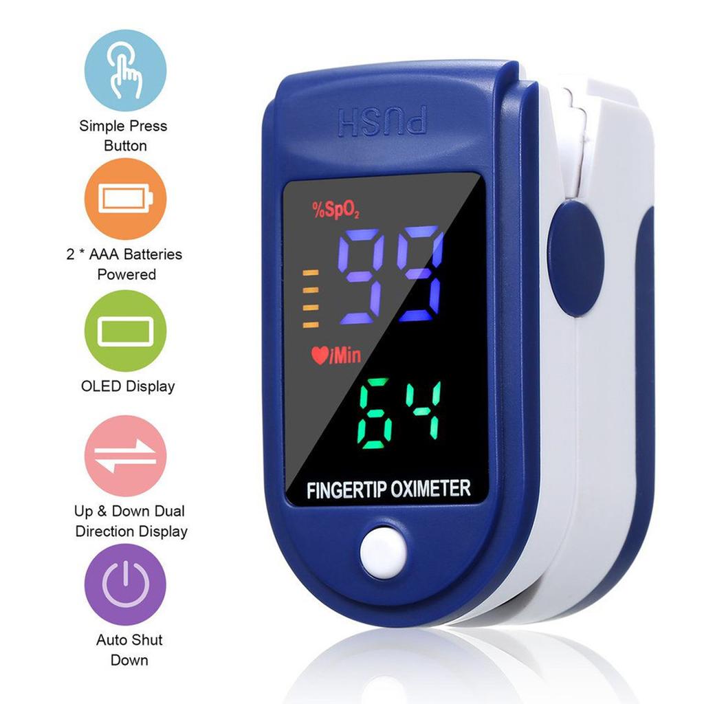 Fingertip Pulse Oximeter Blood Oxygen Saturation & Heart Rate Monitor with Lanyard 2-way OLED