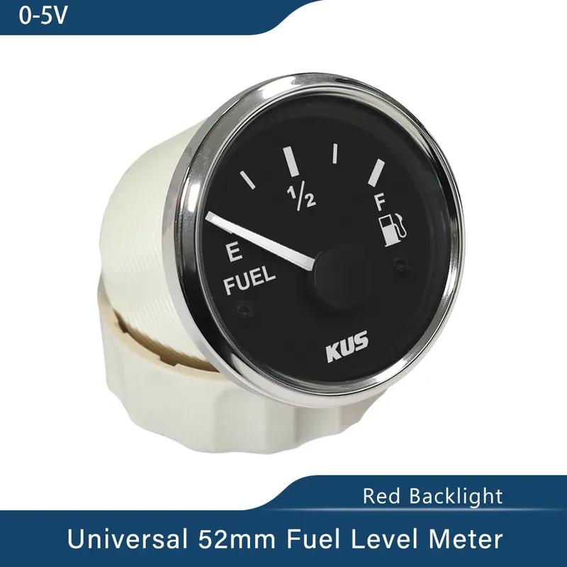 KUS 52mm Car Boat Universal 0-5V Fuel Level Gauge Meter Waterproof with Red and Yellow Backlight for Motorcycle Yacht
