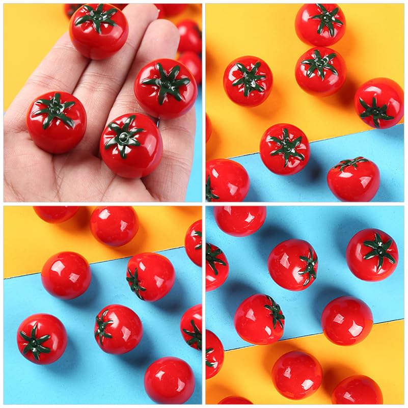 STOBAZA Mini Artificial Tomato Replica, Fake Vegetable, Miniature Tomato Figurine, Resin Miniature Fruit Model, Tabletop Decoration, Food Sample