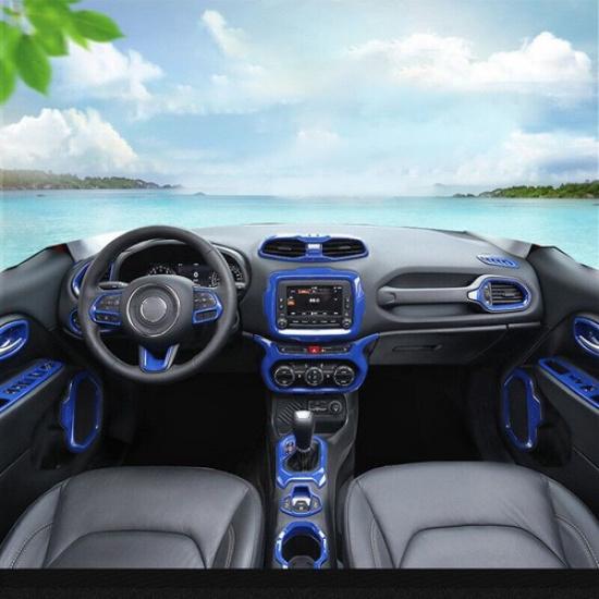 For Jeep Renegade 15 16 17 Glossy Blue Emergency Light Switch Frame Trim 1pcs