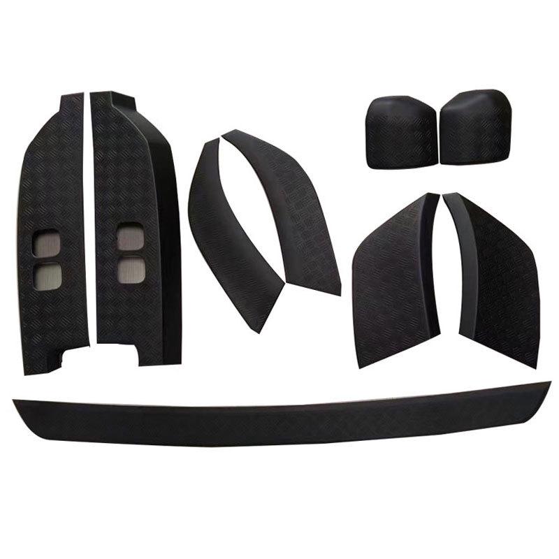Matte Black Scratch-Resistant Off-Road Kit for New Defender 2020+: Rearview Mirror Cover, Front Bumper & Rear Taillight.