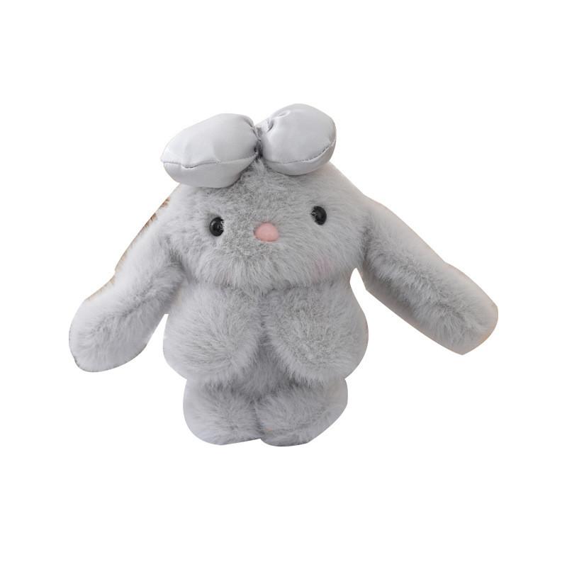 Stuffed Animal Bunny With Bow Keychain Pp Cotton Filling Key Chain
