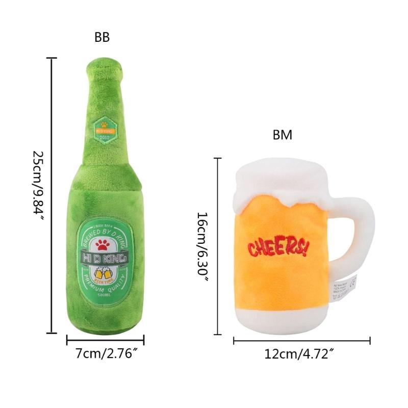 Interessante Quietsch-Stoffhundespielzeuge Bierflasche / Becher Welpen-Kauspielzeug Weich Langlebig
