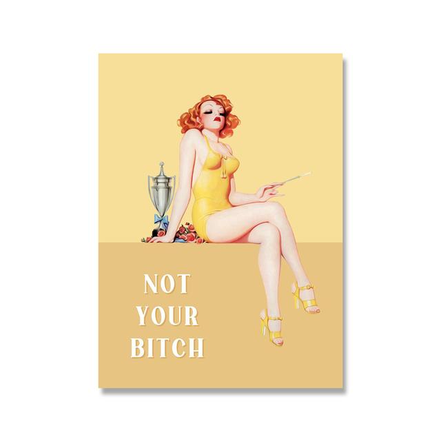 Feminist Fashion Art Pink Girl Power Wall Art Canvas Painting Prints Girls Gift Modern Pictures Living Room Bedroom Wall Poster No Frame