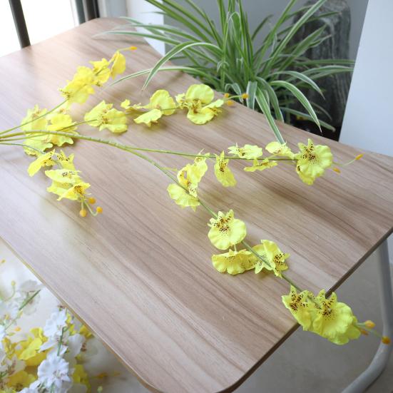 Faux Silk Oncidium Orchid Realistic Fake Dancing-Doll Orchids with Bendable Stems Maintenance-Free Artificial Flowers for Vase Home Party Wedding