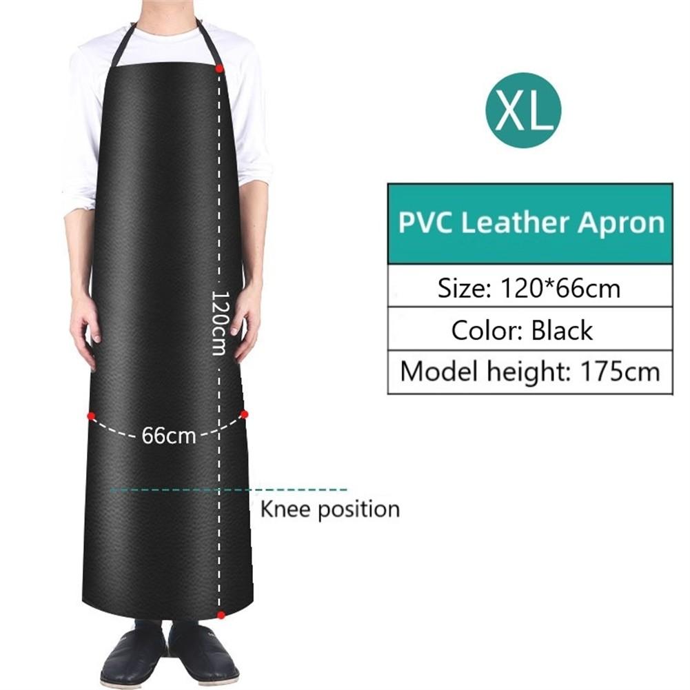 Oilproof Kitchen Apron PVC Leather Waterproof Black Comfortable