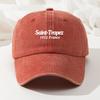 Fashionable Letter Print Baseball Cap, Retro Washed Cap, Versatile Baseball Cap, Fishing Cap, Hip-hop Curved Brim Hat