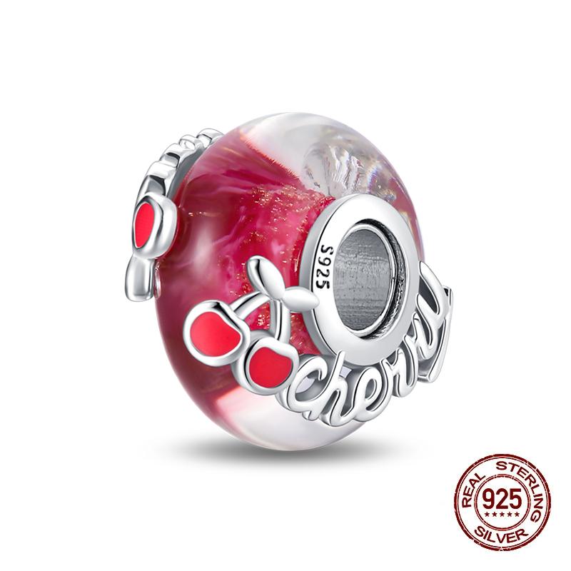 100% Copper Strawberry Lipstick Ladybird China Red Charms Beads Fitoriginal Bracelets For Women Diy Jewellery