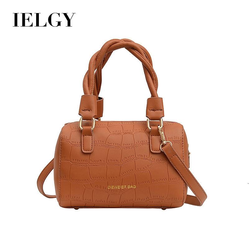 IELGY Fashion PU Embossed Stone Pattern Shoulder Bag Portable Crossbody Boston Pillow Bag