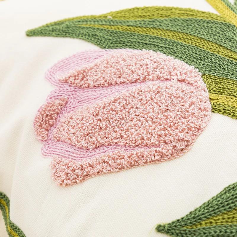 Lalele retro Orhidee floare Husa de perna brodata Husa de perna Morden Casual Husa din bumbac Canapea Dormitor Decro 45x45cm