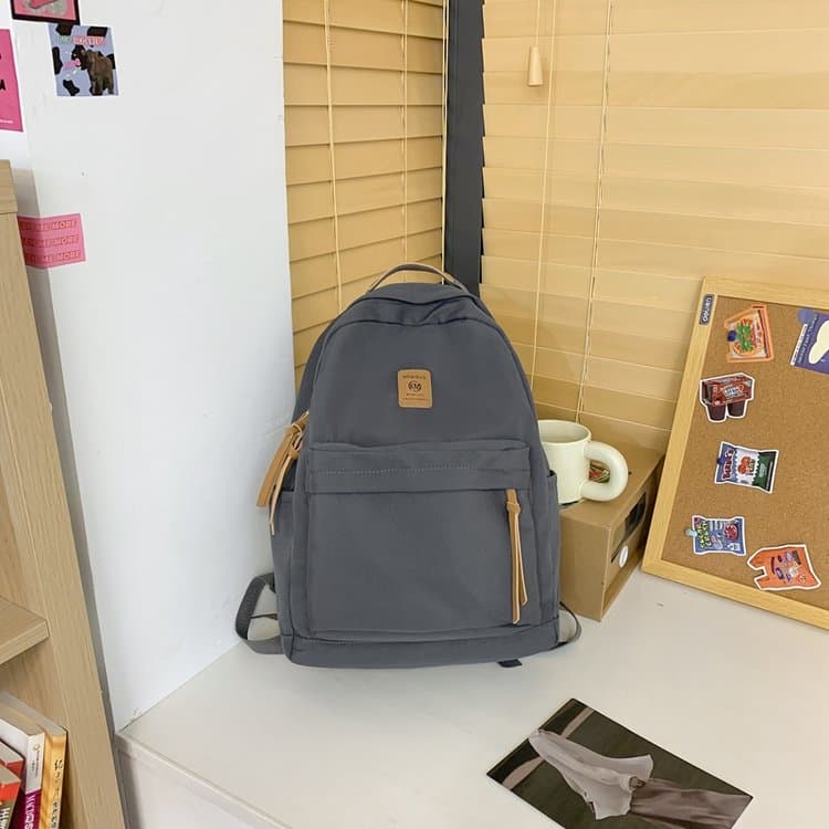 New Simple Solid Color Backpack Student Backpack