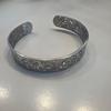 Used Flower Motif Openwork Bangle Silver Color
