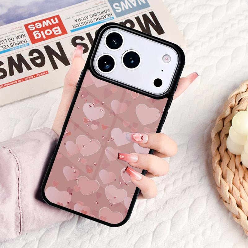 Gold Rose Pink Love Heart Phone Case For IPhone 17 16e 15 14 13 12 11 Pro Max Air Mini Soft Protective Cover