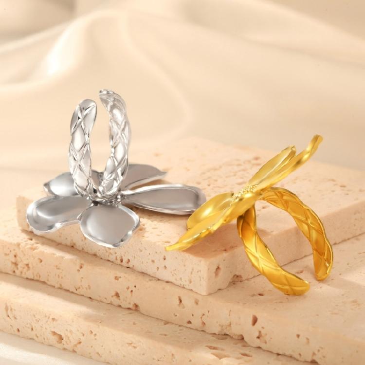 Opening Rings Flower Rings Hand Jewelry Fashion Rings Stainless Steel Adjustable Rings Suitable for Fashion Enthusiasts