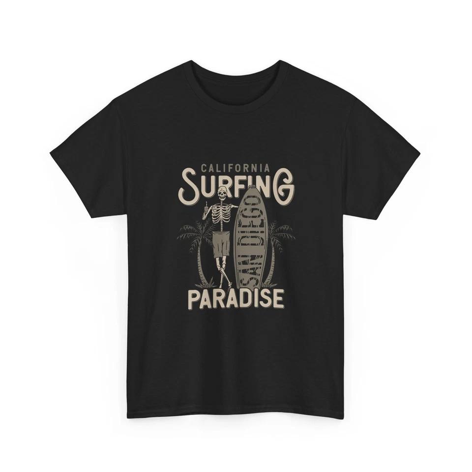 California Surfing Paradise Tee | San Diego Surfboard Vintage, Skeleton Surfing L