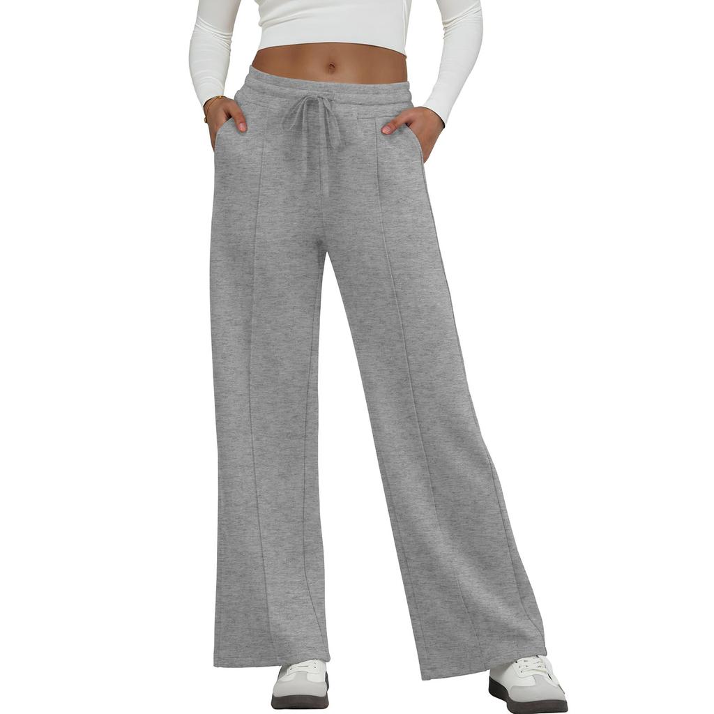 Women's Fashion Loose-Fit Solid Color Pocketed Elastic Waist Drawstring Sweatpants