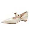 Retro Temperament Small Man Inner Height Increase Single Shoes Women's Slope Heel Pointed Small Leather Shoes Versatile Soft Leather