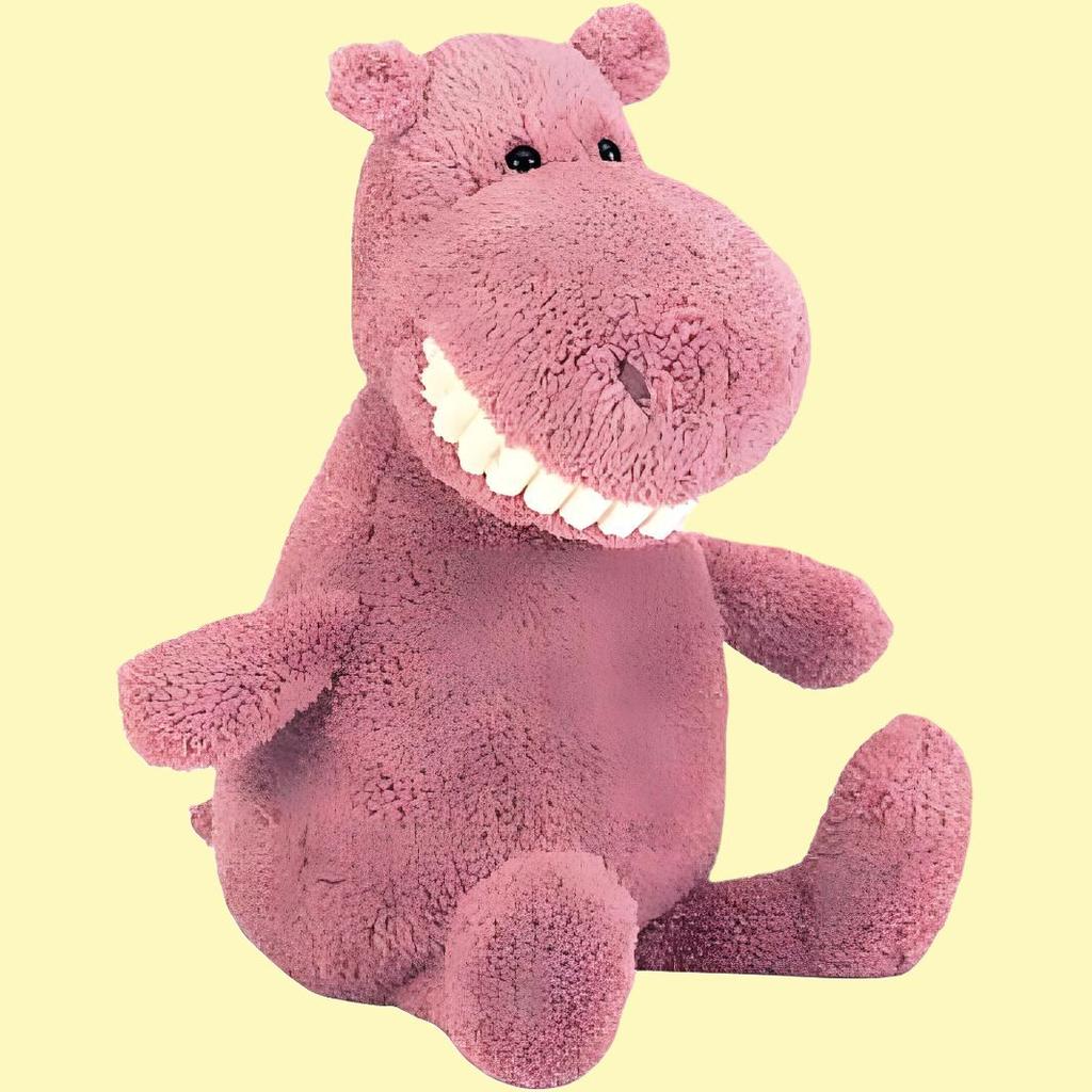 JELLYCAT Grinning Hippo, Big Grin With Big Teeth Dolls Plush Doll Standing Height 36cm