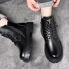 Genuine Leather Men's Boots Thick Soled Anti Slip Wear-resistant Shock-absorbing Ankle Boots Male Shoes Botas Para Hombre