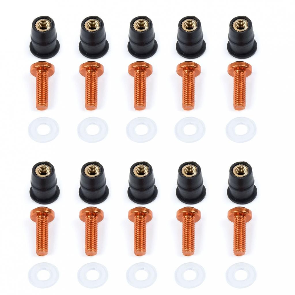 Replacement Windshield Nut Parts Anodized Aluminum Accessories Motorcycle Rubber