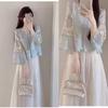Women's Summer Hanfu Set: Embroidered Top & Dress Two-Piece - New Chinese Style for Tea Ceremony