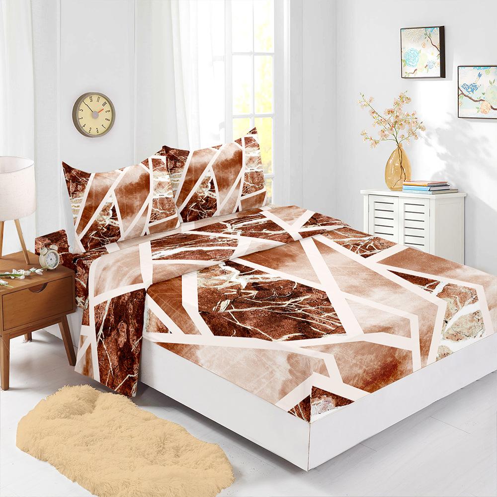 Four-Piece Mattress Sheet Digital Printing Mattress Protective Cover Bedding Geometry
