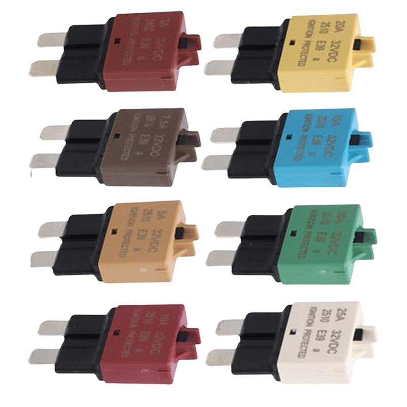 8pcs Car Pack Circuit Breaker Blade Manual Reset Fuse 3A 5A 7.5A 10A 15A 20A 25A 30A Mixed For Marine Boat RV Truck Cars