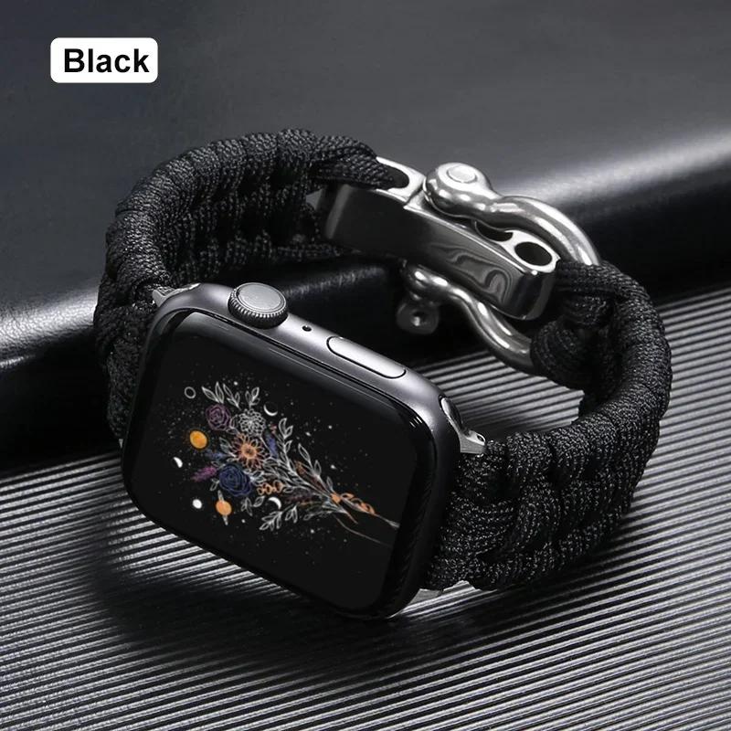 

Виживання на природі Плетений ремінець для Apple Watch 49мм 45мм 44 42мм Мотузковий ремінець для Iwatch 7 6 5 4 8 9 10 SE 40мм 41мм Нейлоновий браслет 42 44 45 49 S10-46mm