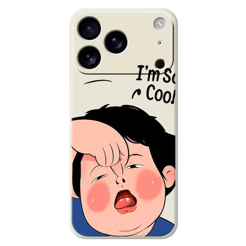 For iPhone 17 Pro Case Make Faces Kid Pattern Printing Straight Edge TPU Phone Back Cover