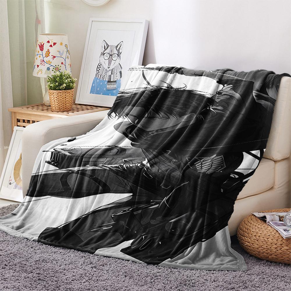 1PC Attack On Titan Print Flannel Blanket, High Quality All Seasons, Home Decor, Warmth and Comfort, Perfect for Christmas Gifts