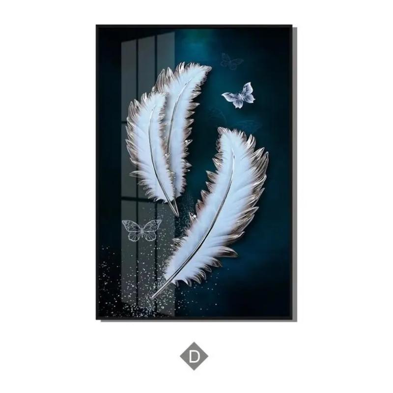 Luksusowy Abstrakcyjny Czarny i Złoty Liście Folii Sztuka na Płótnie Nowoczesny Plakat Roślinny do Dekoracji Ściany w Salonie