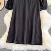 Summer Women Luxury Beading Pearl Black Half Sleeve Mini Short Straight Casual Dresses