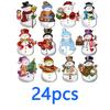 Set of 12 Rustic Christmas Snowman Ornaments Wood Pendant for Tree Decoration Charm for Wall Window Door