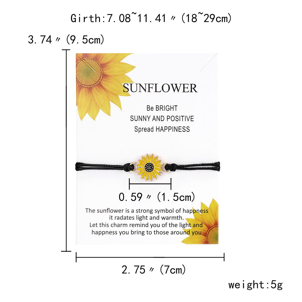 

Vintage Sunflower Couple Bracelets For Women Men Handmade Braided Rope Chain Daisy Flower Charm Bangles Lucky Friendship Jewelry
