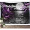 Tapestry Coastal Moon Floral Purple Dragon