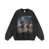 Vintage Hip Hop Skull Print Oversized Hoodie Mens Cotton Streetwear Sweatshirt Winter Casual
