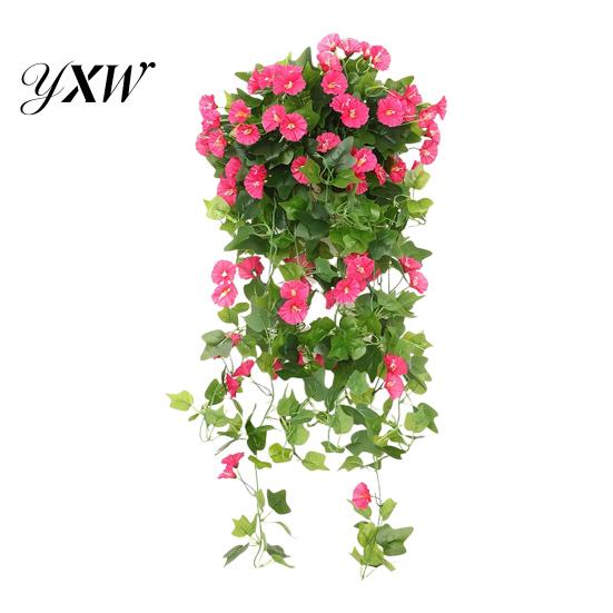 Fake Silk Petunia Artificial Morning Glory 44 Heads Realistic Flower UV Resistant Lifelike Floral Decorations Indoor Outdoor Garden Yard Wall Hanging