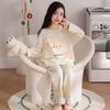 Girls Cotton Pajama Set Long Sleeve Loose Sleepwear Cartoon Print Home Outfit Teens