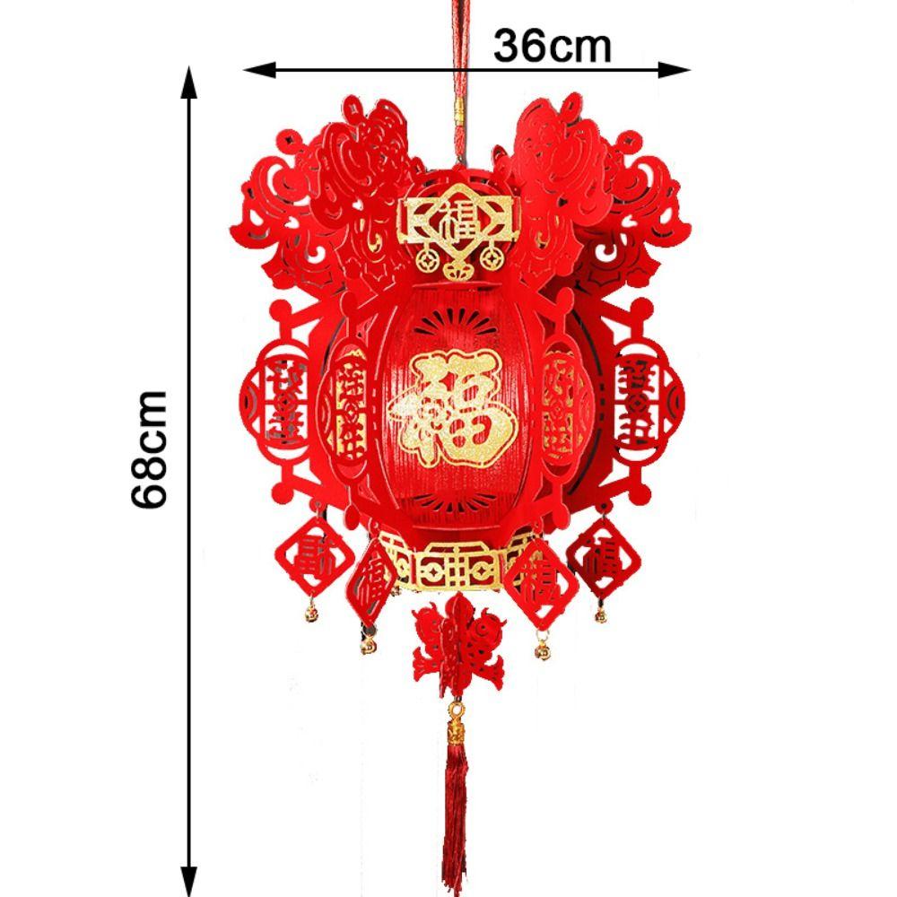 New Non-woven Chinese Lanterns Red 3D Festival Hanging Lanterns Handmade DIY New Year Lantern New Year