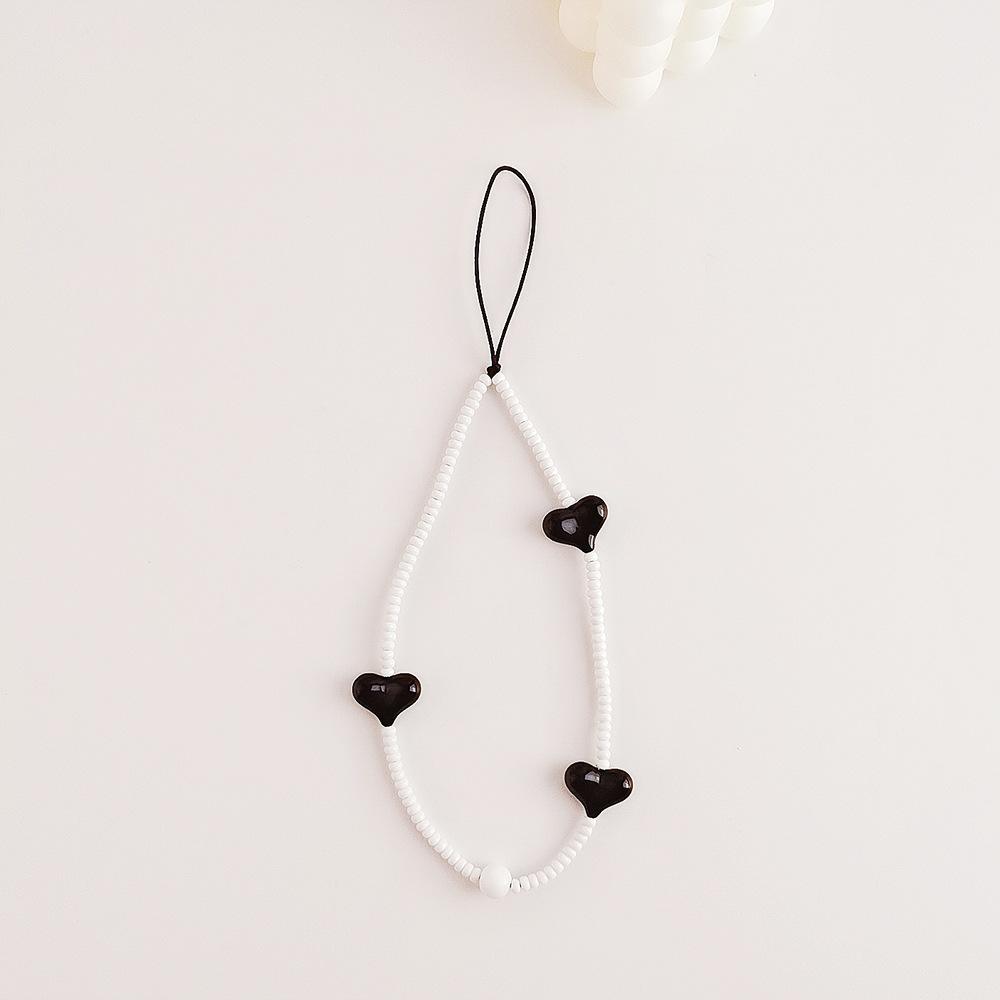 INS wind rice bead chain acrylic love anti-lost hand carry fashion chain short mobile phone chain