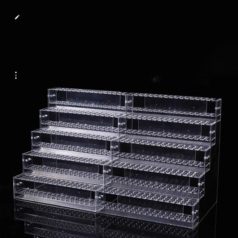 Makeup Paint Brush Organizer Rack Pen Display Stand,Multi-Level Plastic Organization Rack Pencil Holder,Clear Pen Display Holder