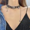 Çift Katmanlı Deri Çapraz Kolye Vintage Klavikula Kadın Punk Goth Y2K Tarzı Çapraz Gerdanlık Kolye Takı Hediyeler