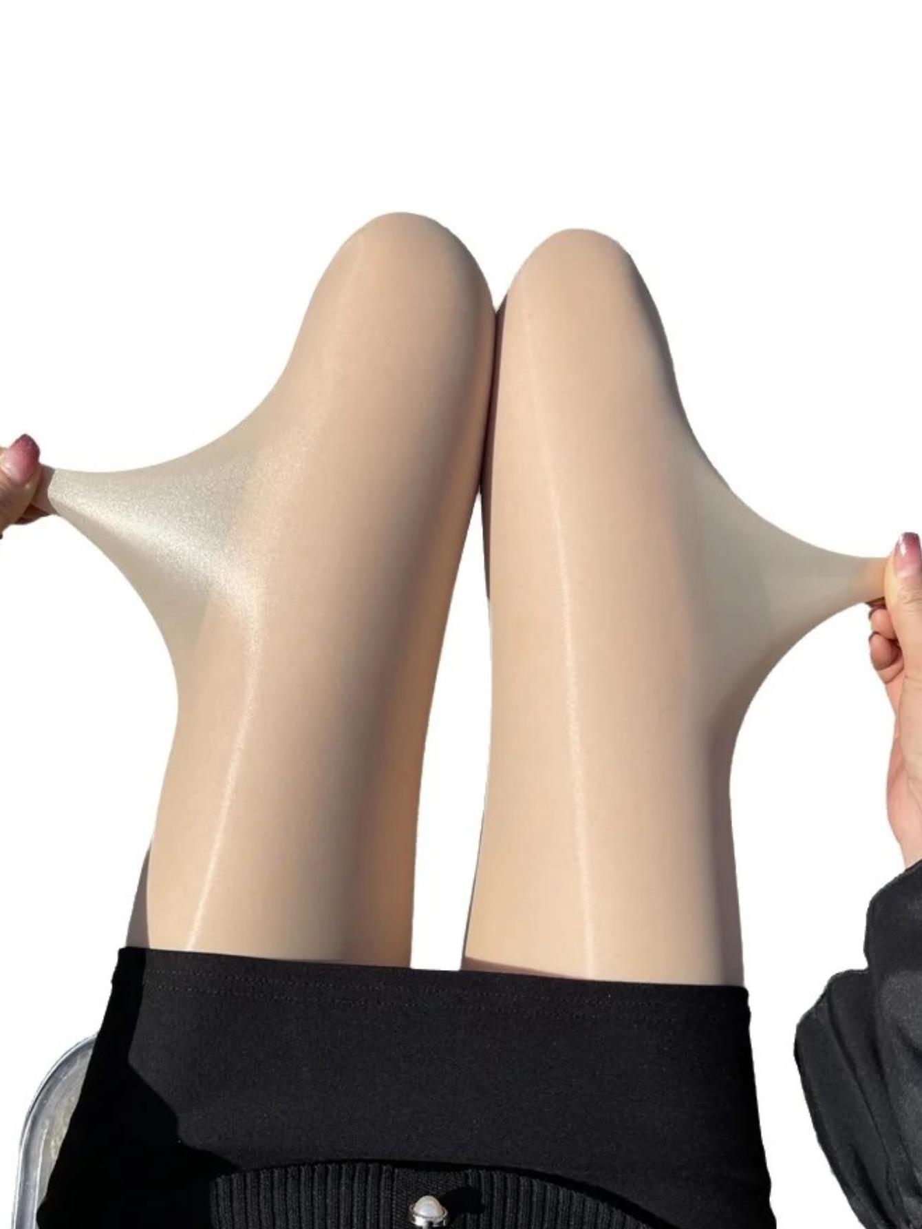 Пара гладких и блестящих шелковых чулок для женщин, модные и сексуальные колготки S-M