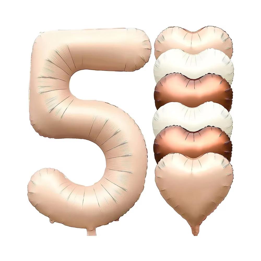 7pcs 32inch Number Balloons Set Helium Balloon with Big Heart Balloons for Girl and Boy 9th Year Old Birthday Party Decorations