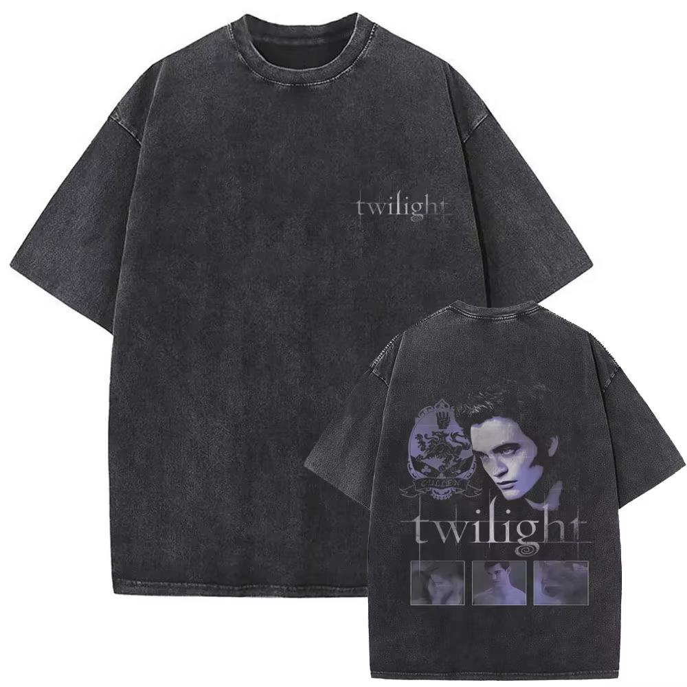 Wypłukane Vintage Film Zmierzch Miłośnik Książek Wampir Edward Cullen Koszulki Wilk Jacob Black Koszulka Koszulki Roberta Pattinsona